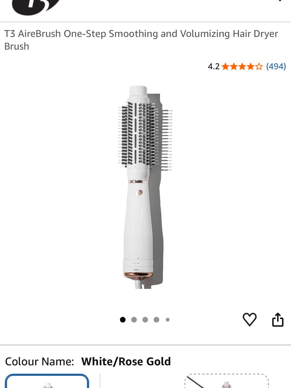 New T3 White/Rose Gold Hot AireBrush Round Brush Hair Styler